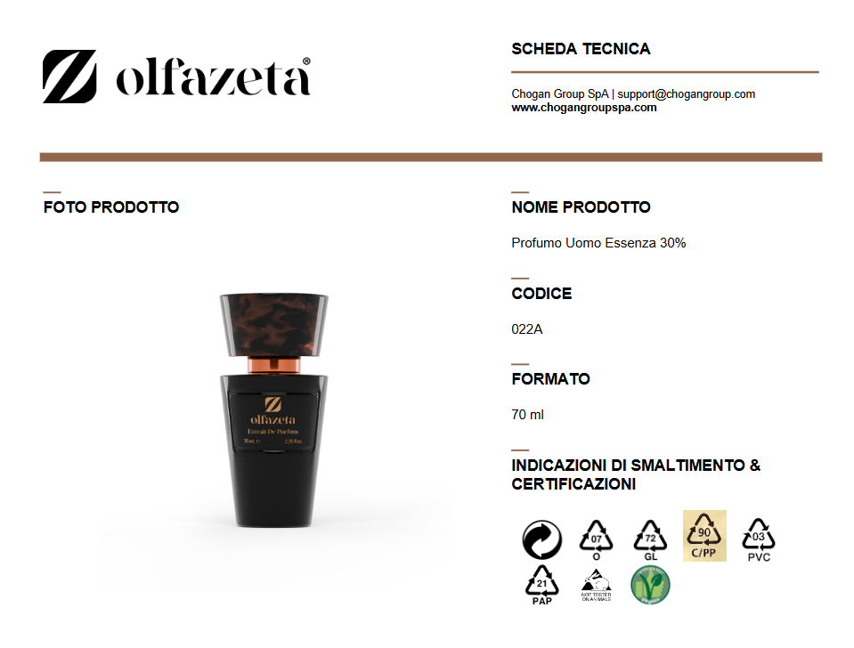 Olfazeta Profumo 30 ml Uomo ispirato a TERRE D'HERMES di HERMES - Cod: 322