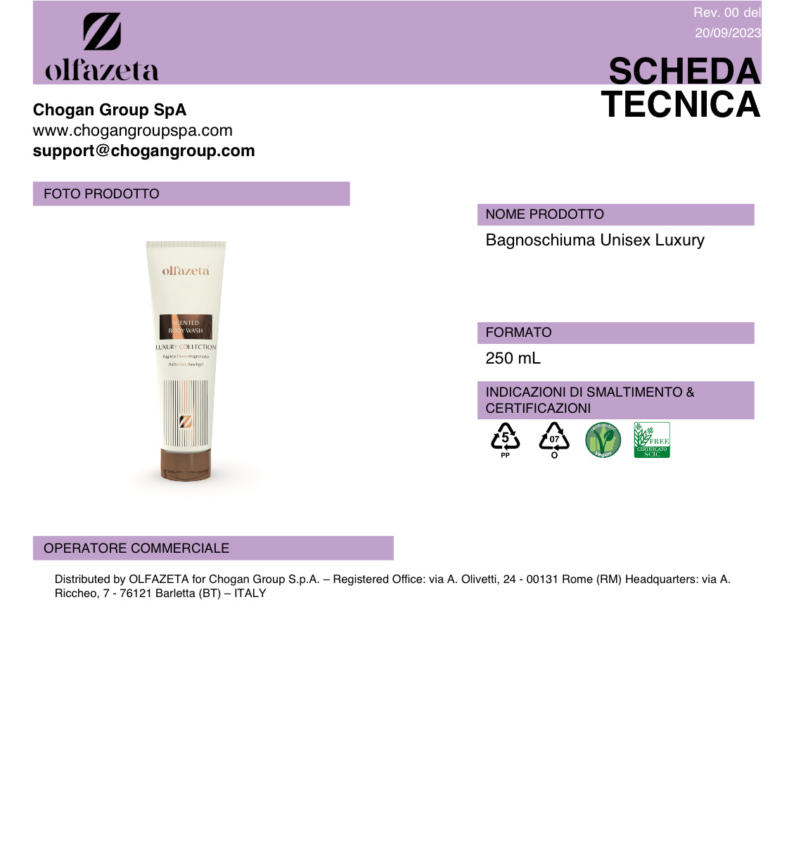 BAGNOSCHIUMA olfazeta unisex Luxury ispirato a BACCARAT ROUGE - 250 ml - codice BSF118