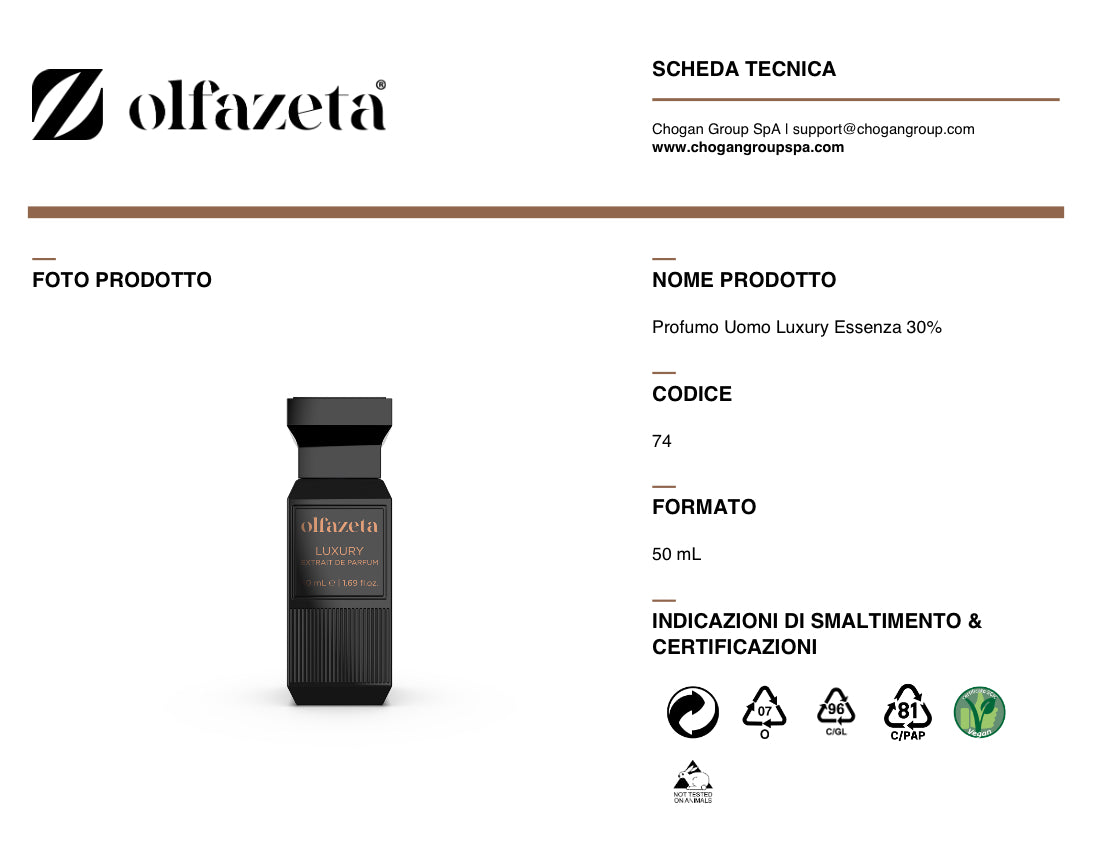 Olfazeta profumo Uomo Luxury 50ml - Ispirato a BLACK AFGANO di NASOMATTO - cod. 074