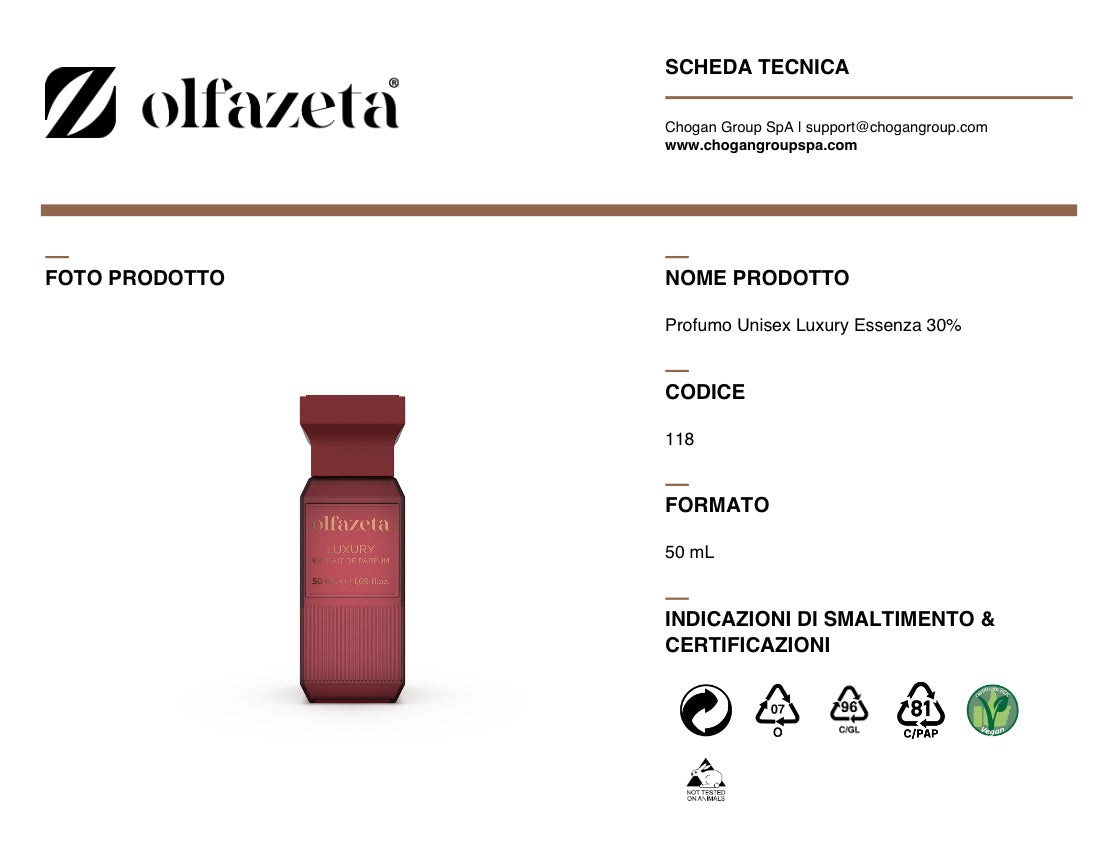 Olfazeta profumo Unisex Luxury 50ml - Ispirato a BACCARAT ROUGE 540 di FRANCIS KURKDJIAN - cod. 118