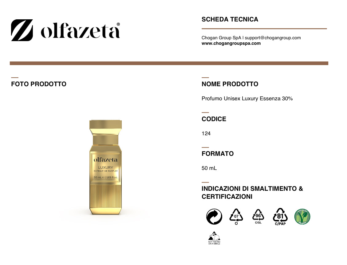 Olfazeta profumo Unisex Luxury 50ml - Ispirato a ZETA di MORPH - cod. 124