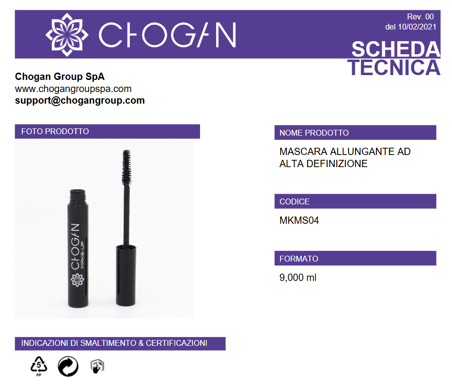 CHOGAN MASCARA ALLUNGANTE AD ALTA DEFINIZIONE