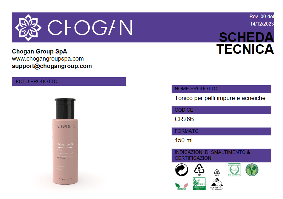 Tonico AURODHEA per pelli impure e acneiche - 150 ml