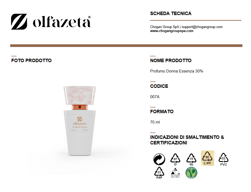 Olfazeta profumo donna 70ml ispirato a  J'ADORE di DIOR - Cod. 007